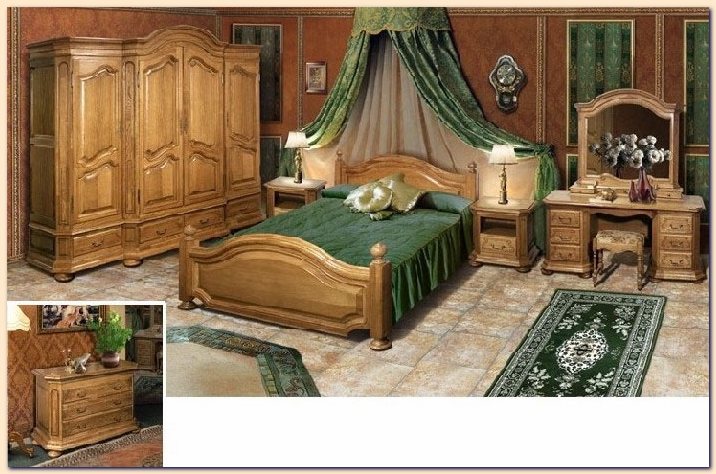 Oak bedroom furniture design. Solid wood oak bedroom
